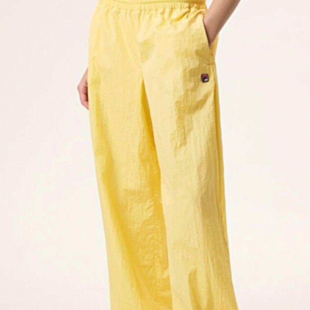 FILA x Hailey Bieber Collab Yellow Crinkle Pants Small NEW